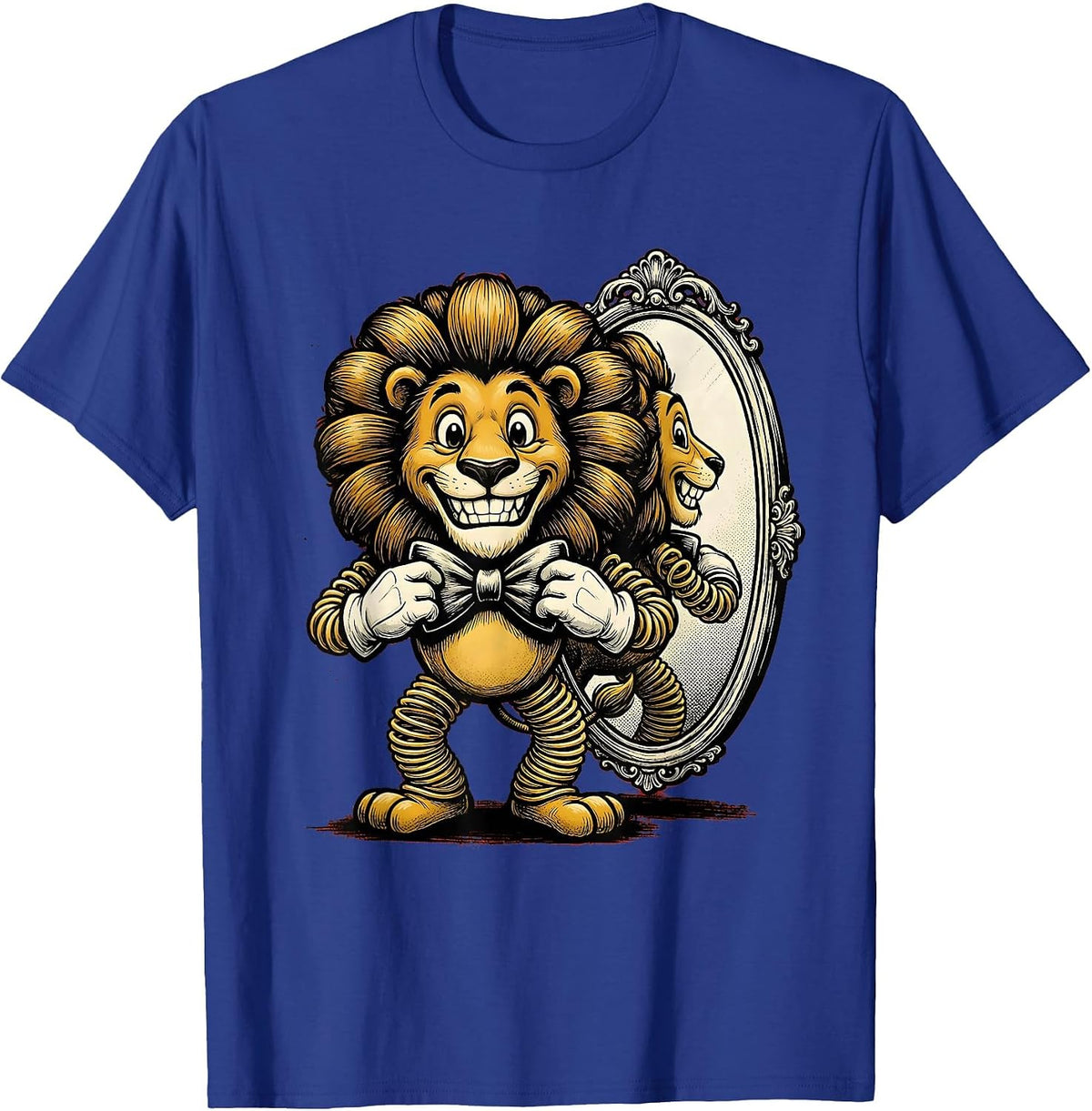 Men's Dapper Lion Tuxedo Bow Tie Mirror Graphic T-Shirt - Royal Blue