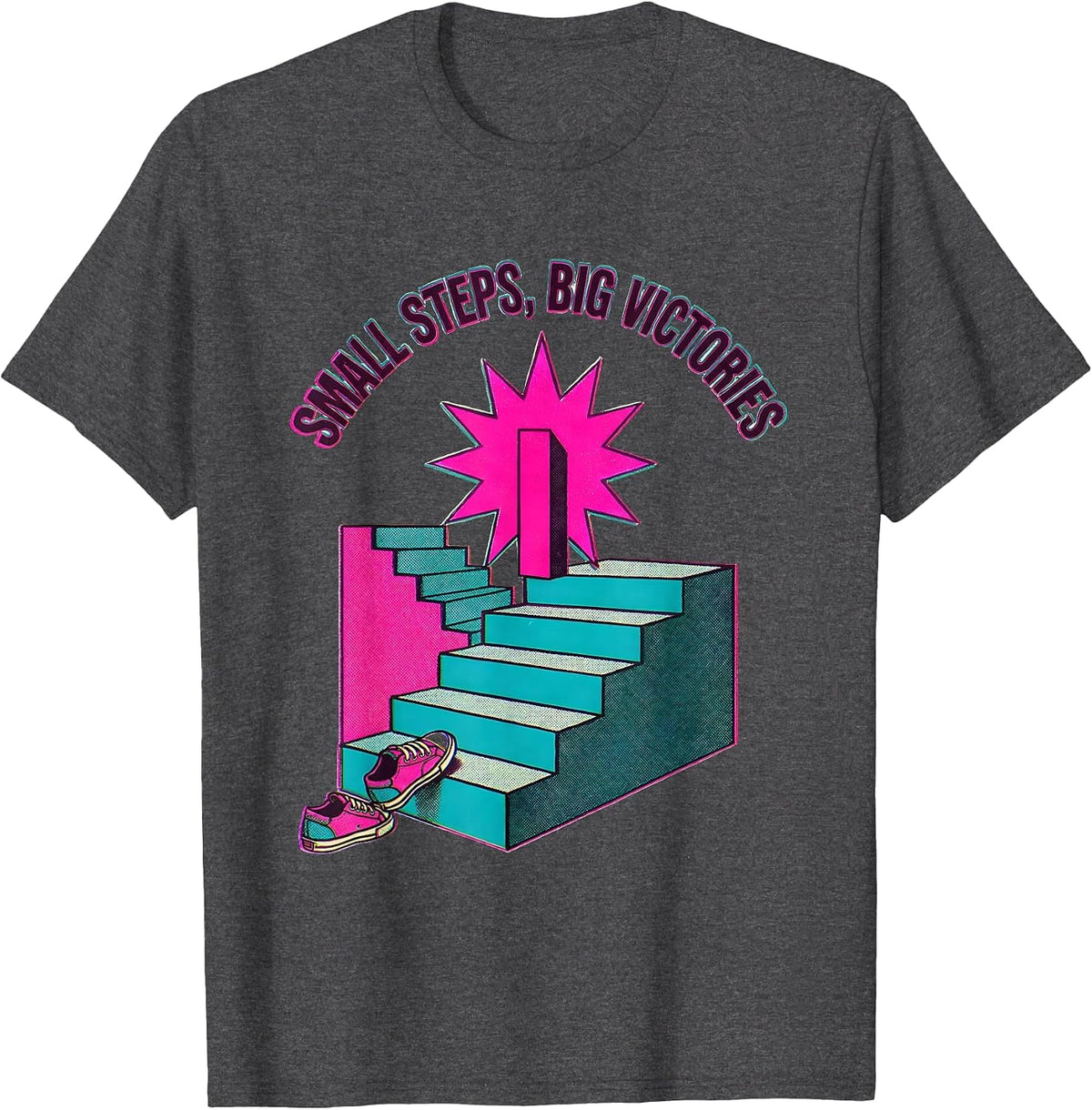 Men's Small Steps Big Victories Special Education Teacher T-Shirt - Dark Heather Grey