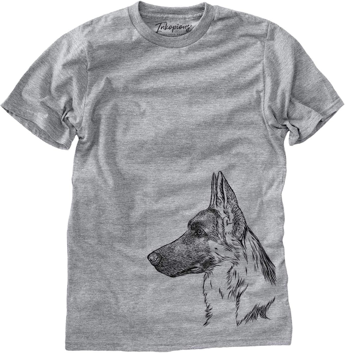 Inkopious German Shepherd Profile Triblend T-Shirt - Unisex Grey Crew Neck