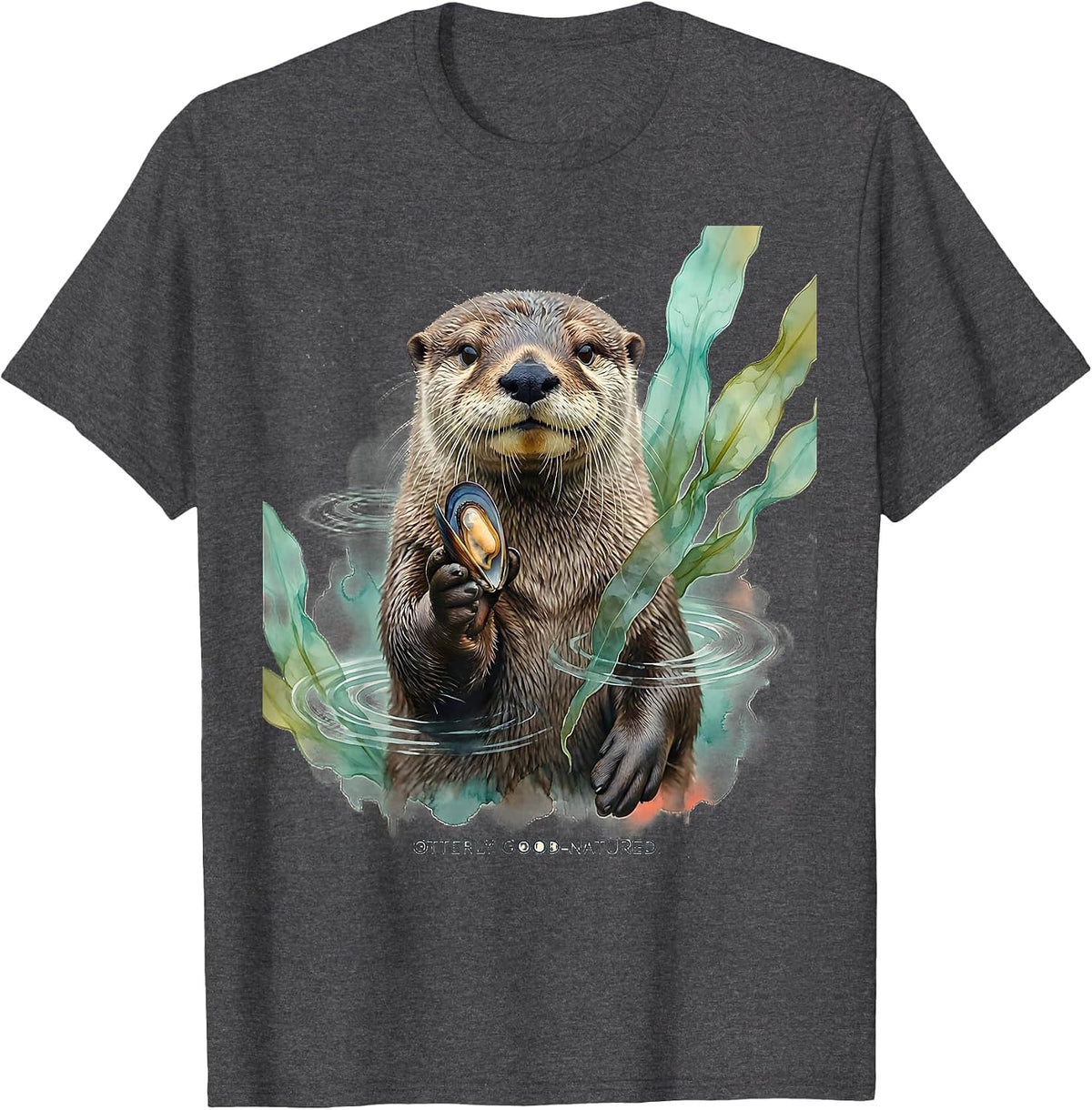 Otterly Good-Natured Cute Otter Lover Watercolor Humor T-Shirt - Dark Heather Grey