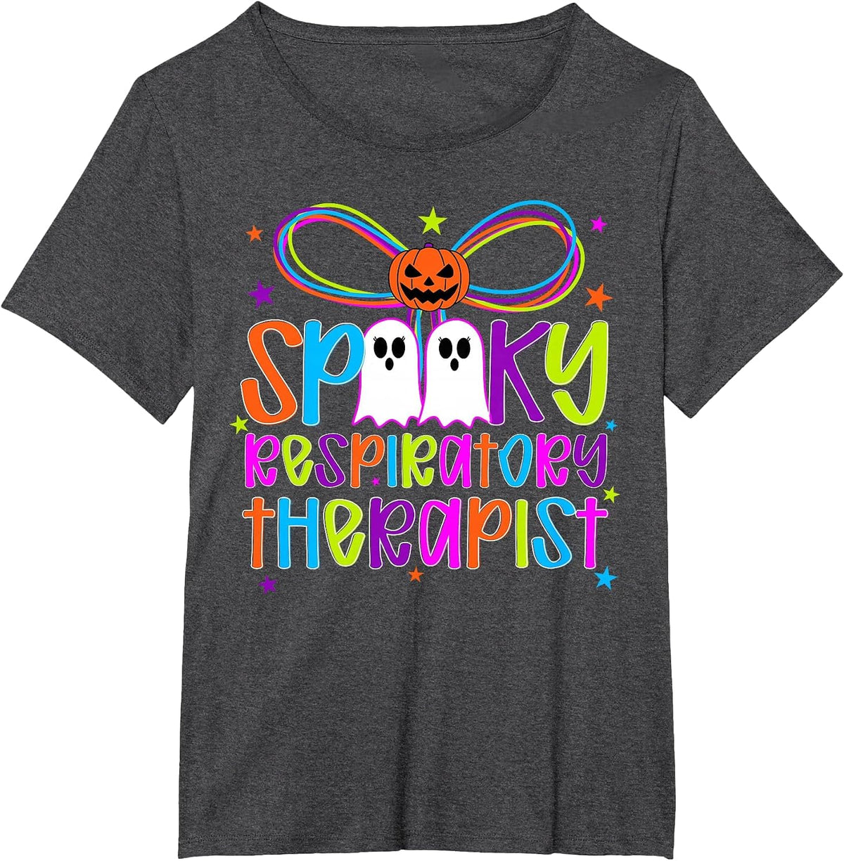 Spooky Respiratory Therapist Halloween Respiratory Therapy T-Shirt - Dark Heather Grey