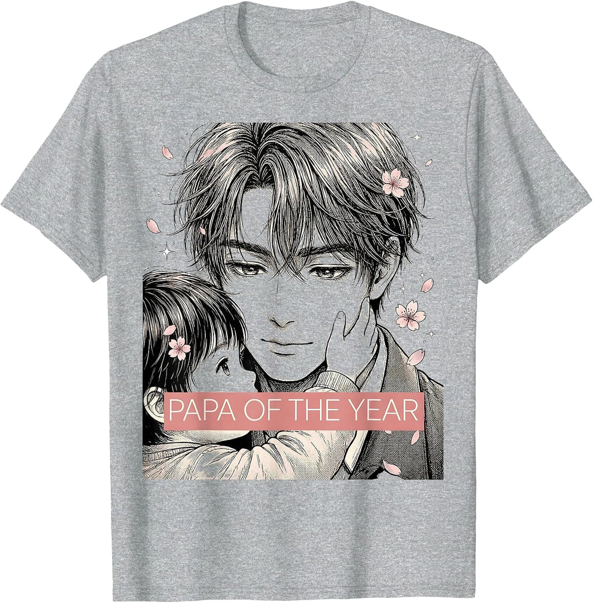 Men's Papa of the Year Proud Dad Graphic Design T-Shirt - Heather Grey