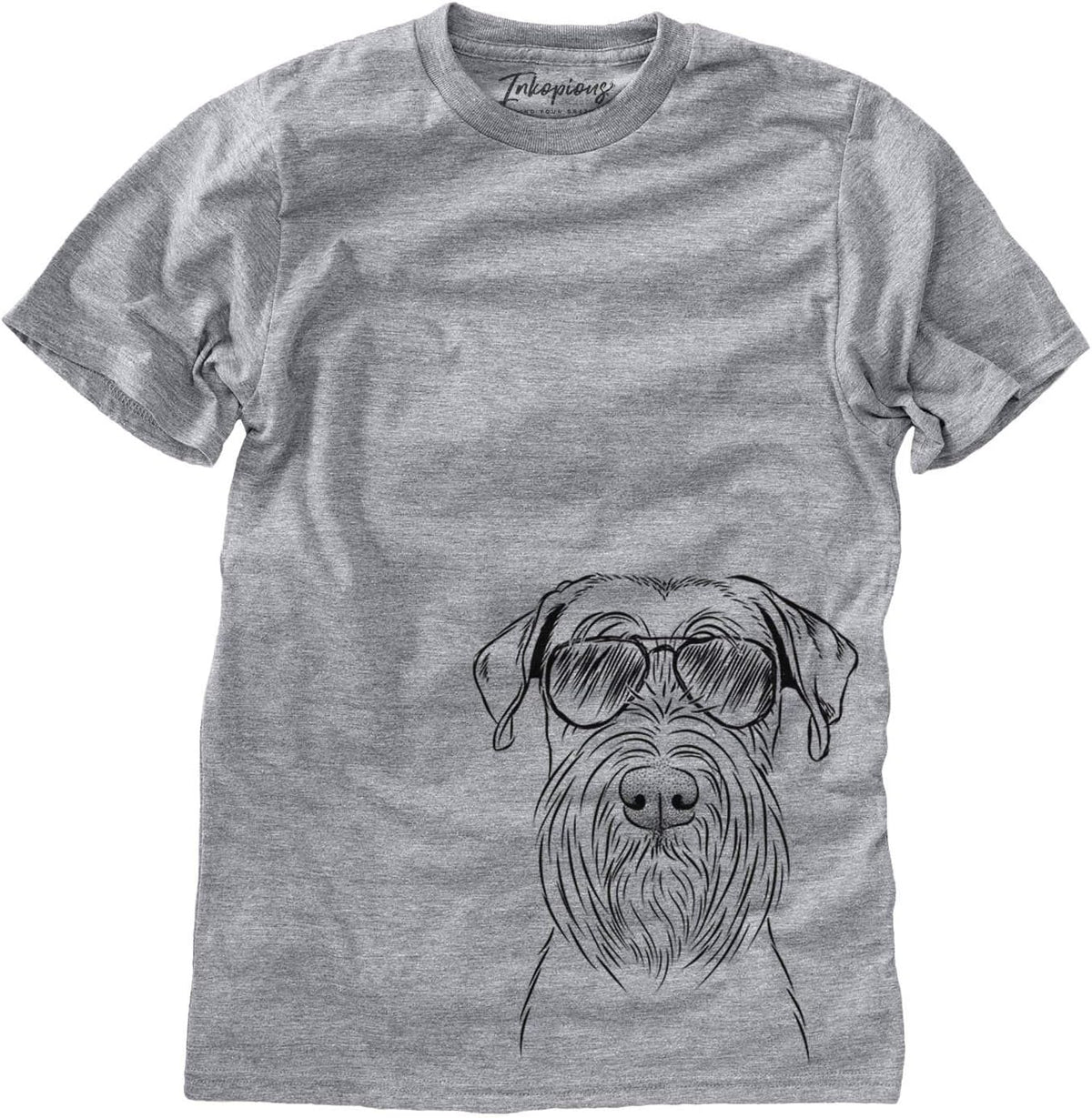 Aviator Milton the Schnauzer Dog Triblend T-Shirt - Unisex Grey Crew Neck