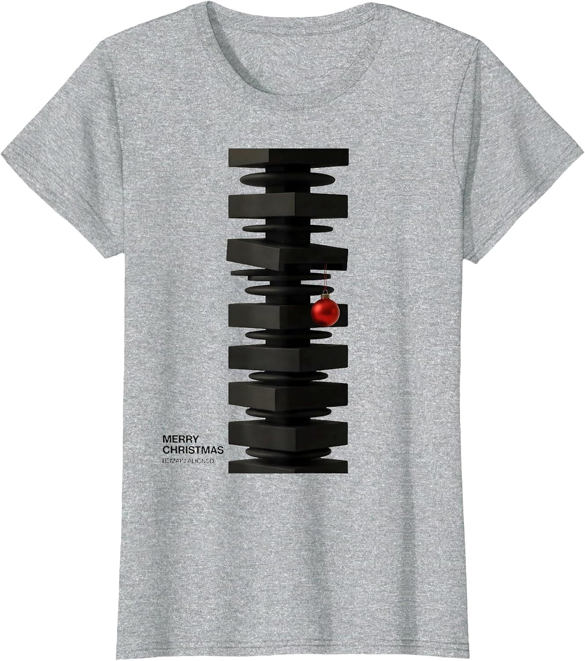 Women's Merry Christmas, Remain Aligned Funny Chiropractor Christmas T-Shirt - Heather Grey
