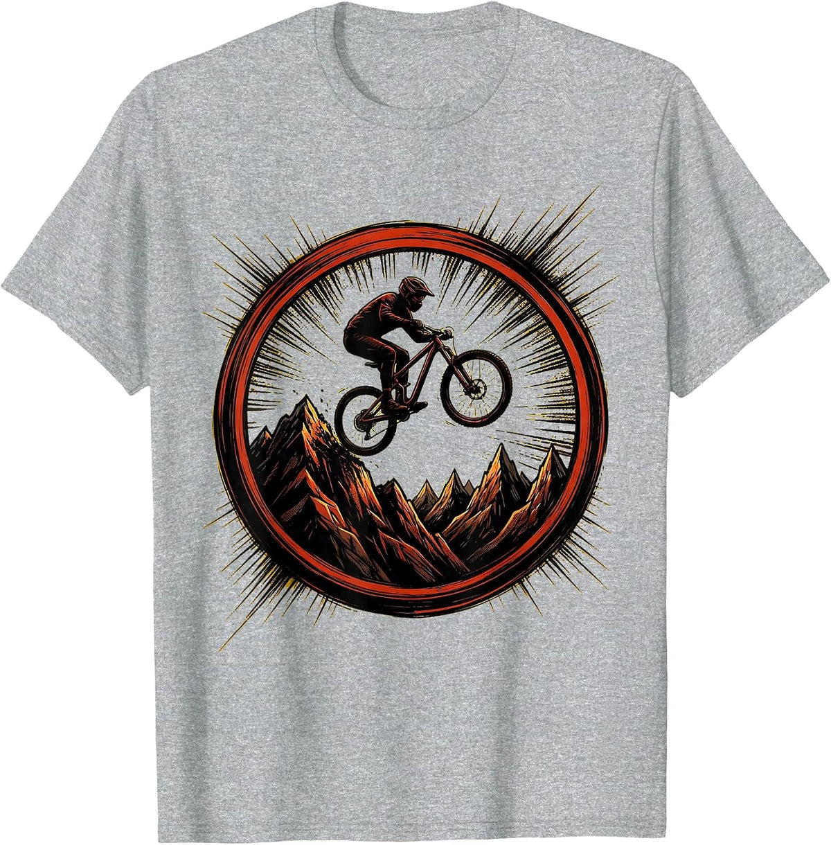Men's Cyclist Silhouette Mountain Summit Graphic T-Shirt - Heather Grey