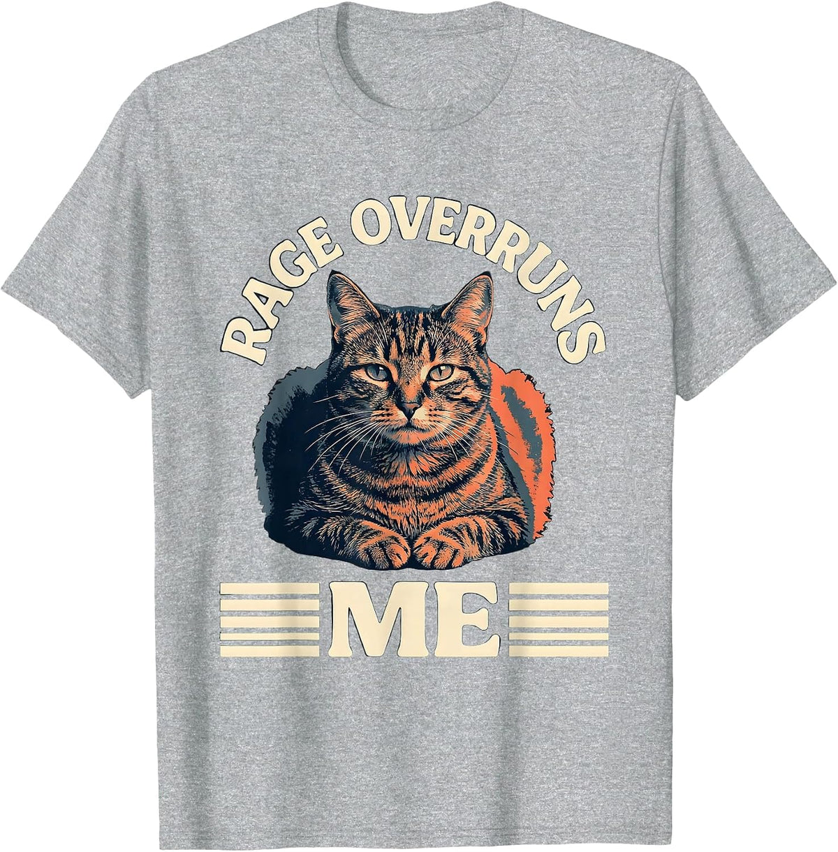 Men's Rage Overruns Me Funny Staring Cat Meme Sarcastic Gift T-Shirt - Heather Grey