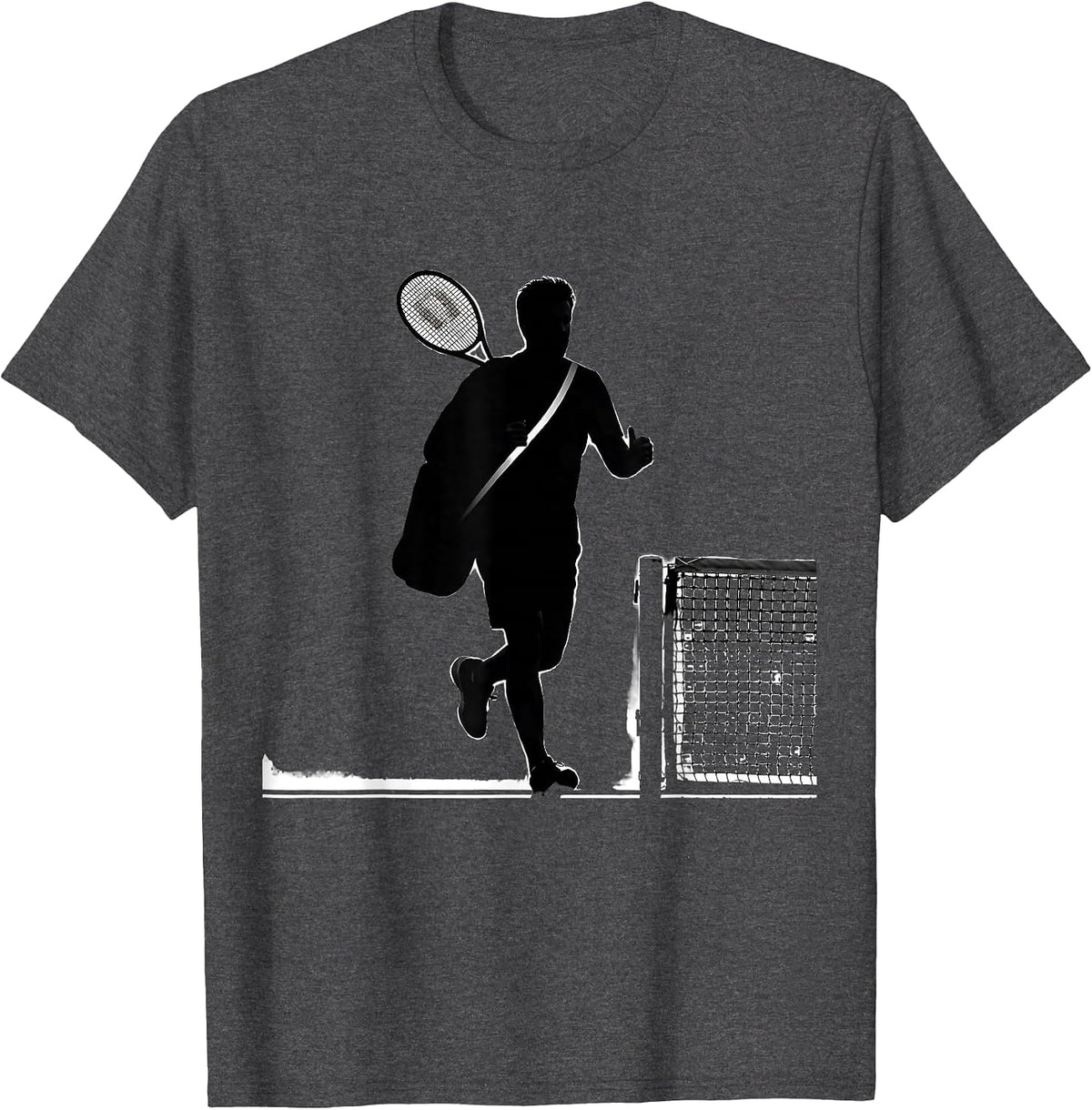 Silhouette Tennis Player Humor Sport Fan Gift T-Shirt - Dark Heather Grey