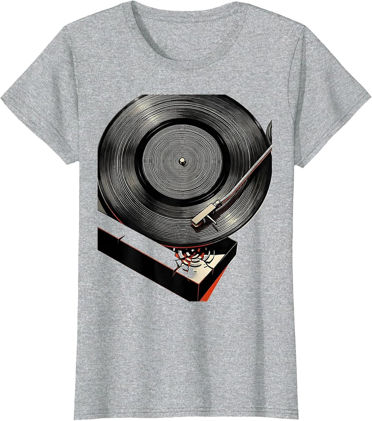 Vinyl Record Turntable DJ Music Lover Hobby Pride T-Shirt - Heather Grey