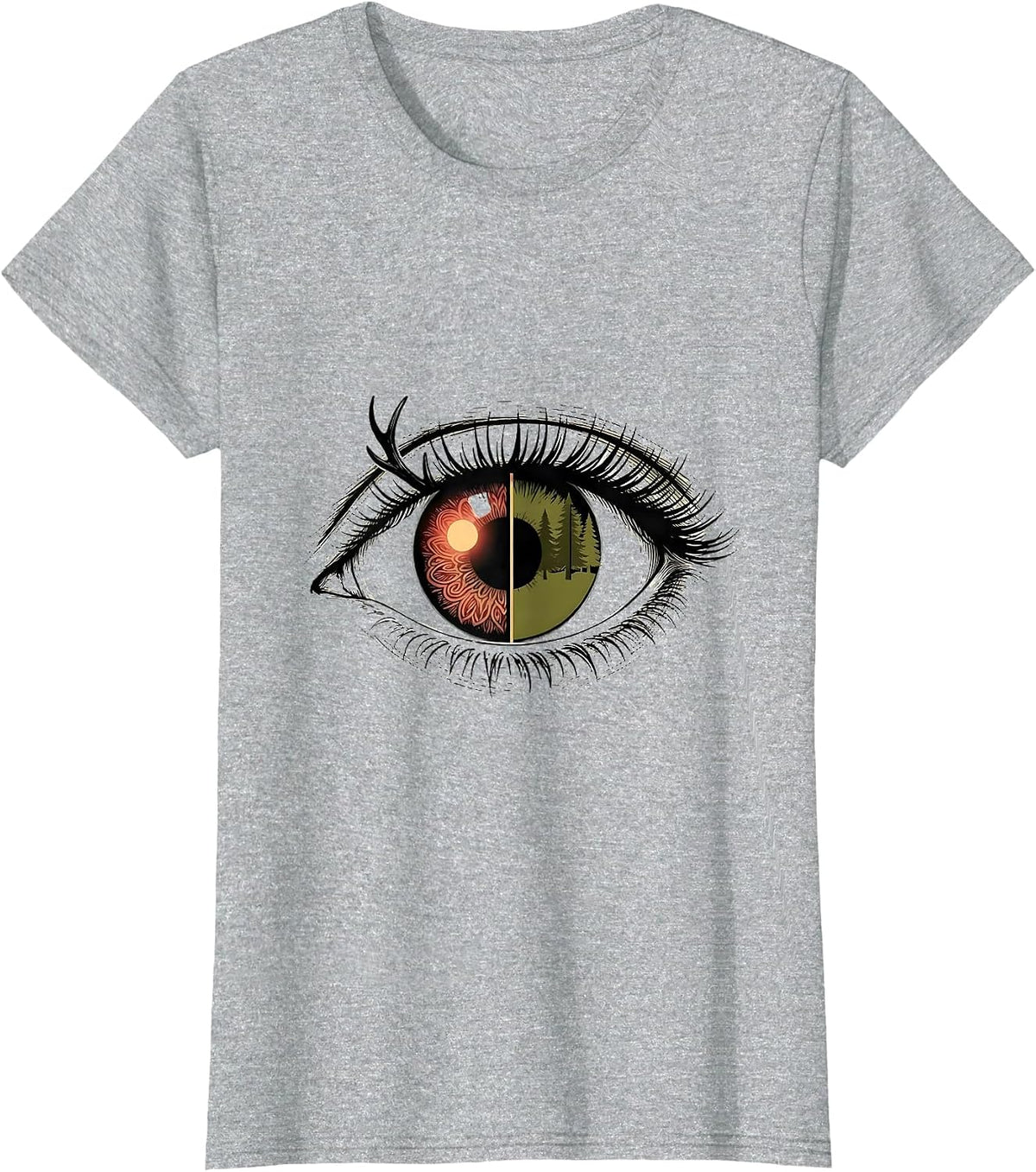 Women's Eye Seam Deer Hunting Christmas Camo Novelty T-Shirt - Heather Grey
