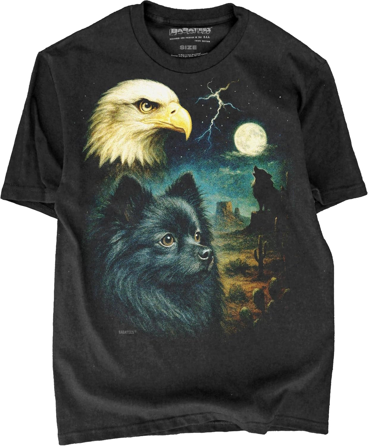 Majestic Dog Artwork Premium Black T-Shirt for Men & Women - Black Pomeranian