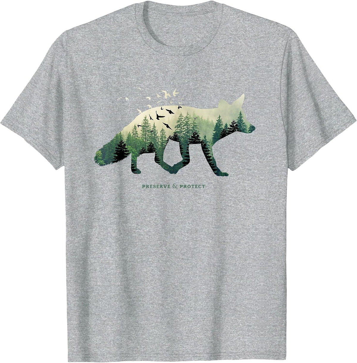 Preserve & Protect Vintage National Park Fox Forest T-Shirt - Heather Grey
