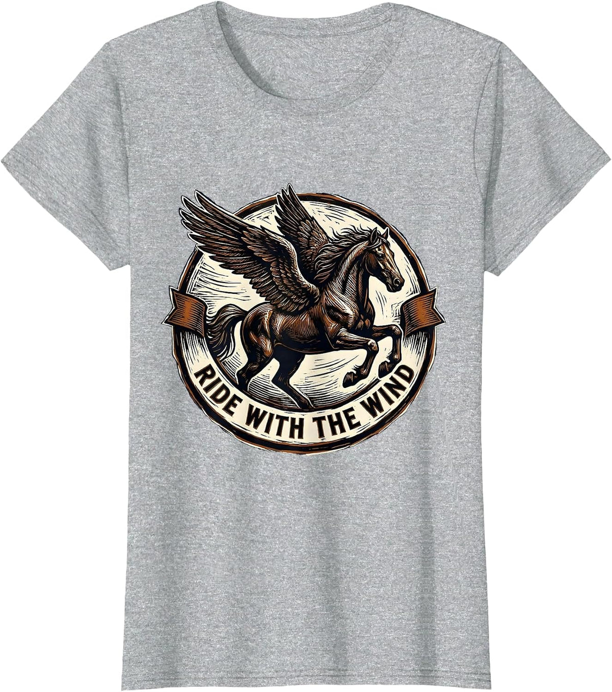 Ride With The Wind Godspeed Biker Design T-Shirt - Heather Grey