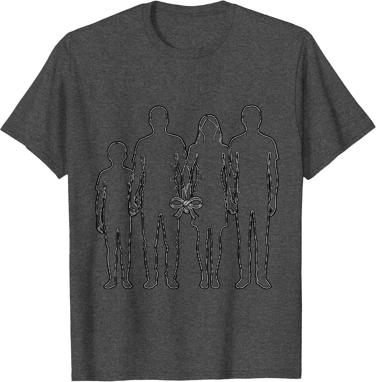 Linked Family Silhouettes Parkinson's Awareness Support T-Shirt - Dark Heather Grey