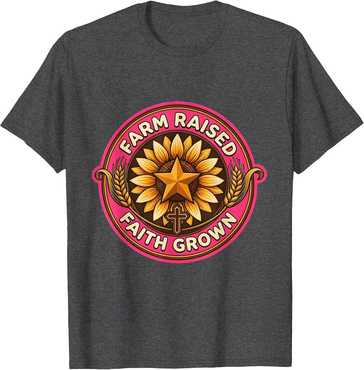 Men's Farm Raised Faith Grown Country Life Design T-Shirt - Dark Heather Grey