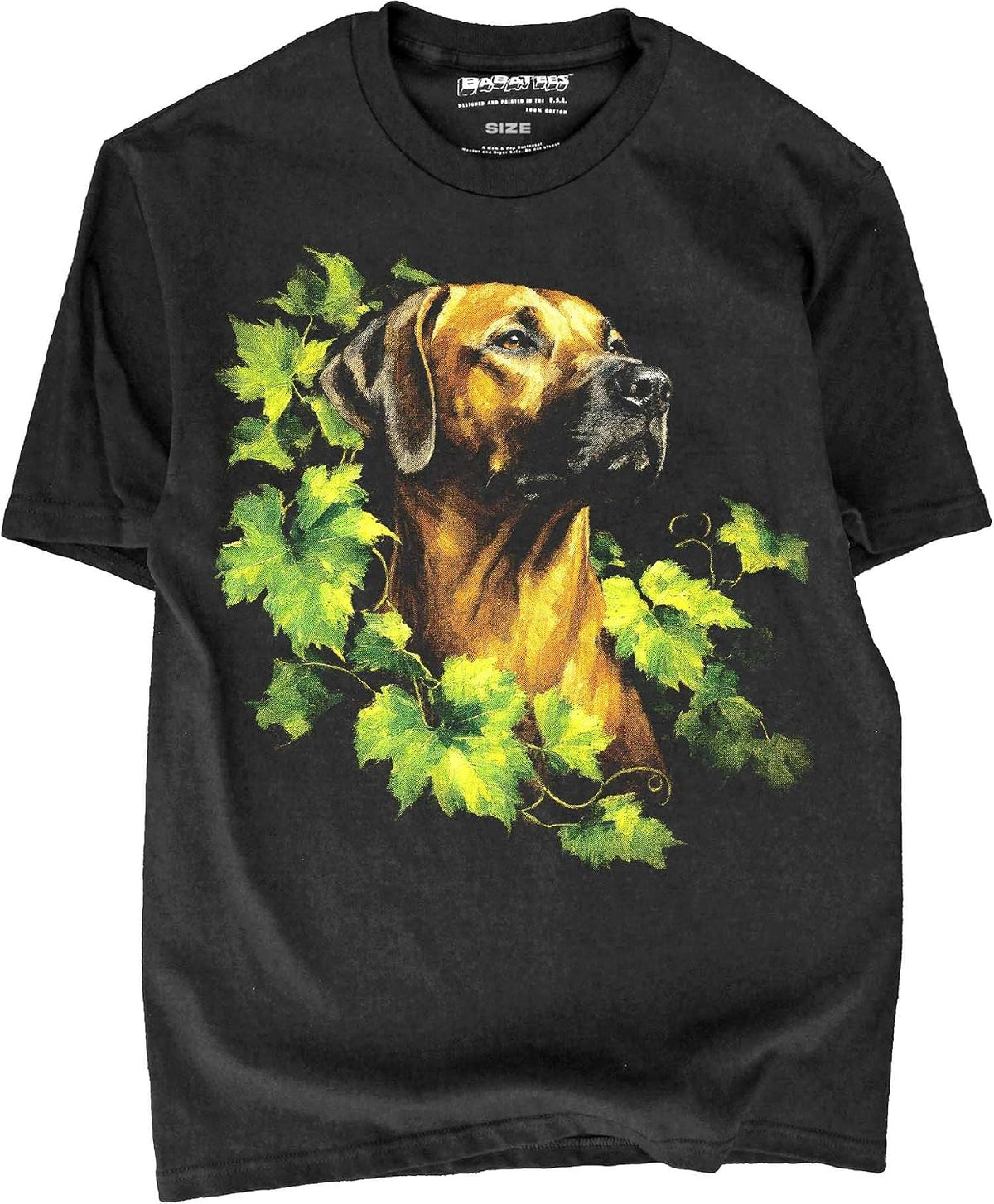 BABATEES Rhodesian Ridgeback - U.S.A. Brand Cotton Black Tshirt - Rhodesian Ridgeback D38
