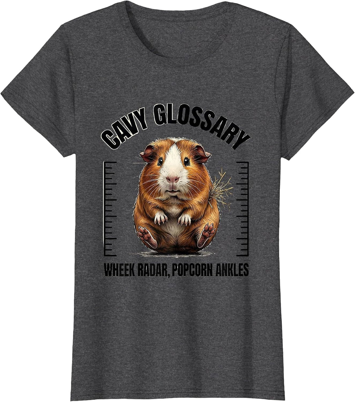 Women's Cavy Glossary: Wheek Radar, Popcorn Ankles Funny Cavy Lover T-Shirt - Dark Heather Grey