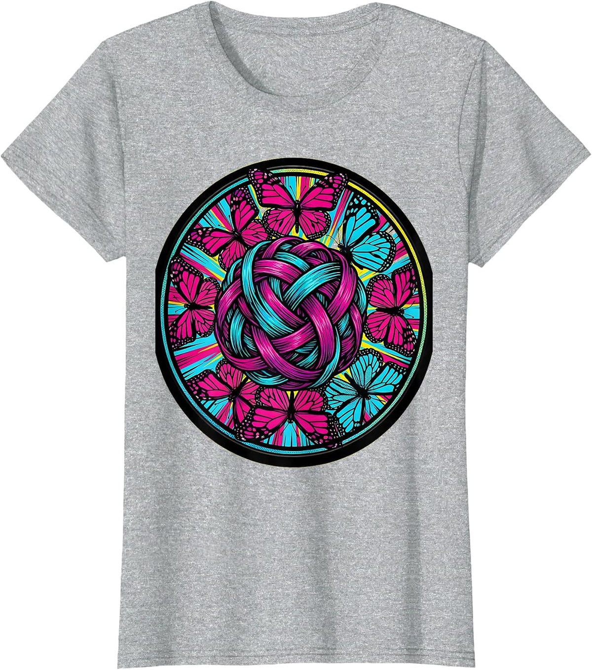 Dyslexia Awareness Tangled Letters Butterfly Art T-Shirt - Heather Grey
