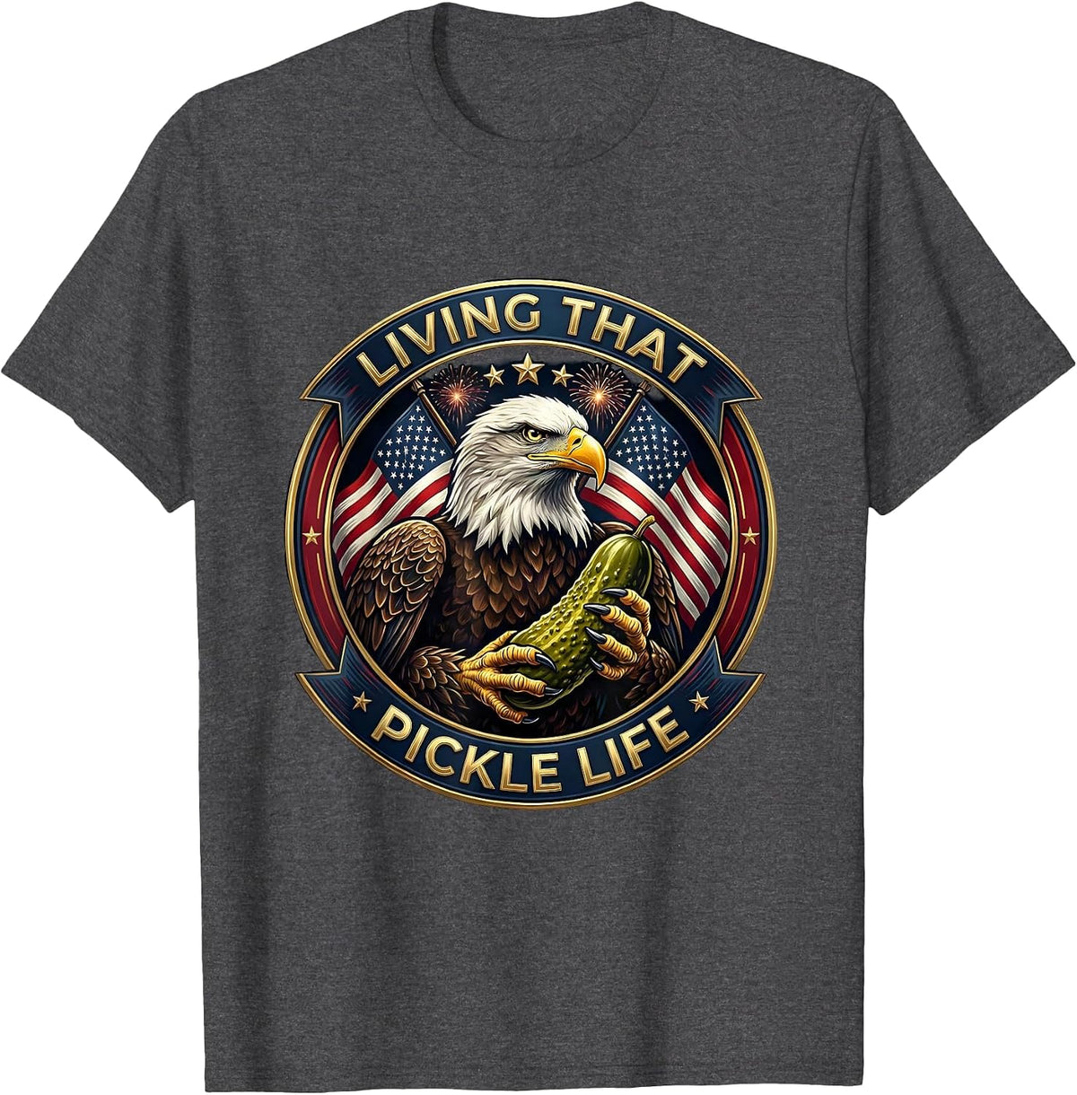 Men's Living That Pickle Life Funny Pickle Design T-Shirt - Dark Heather Grey