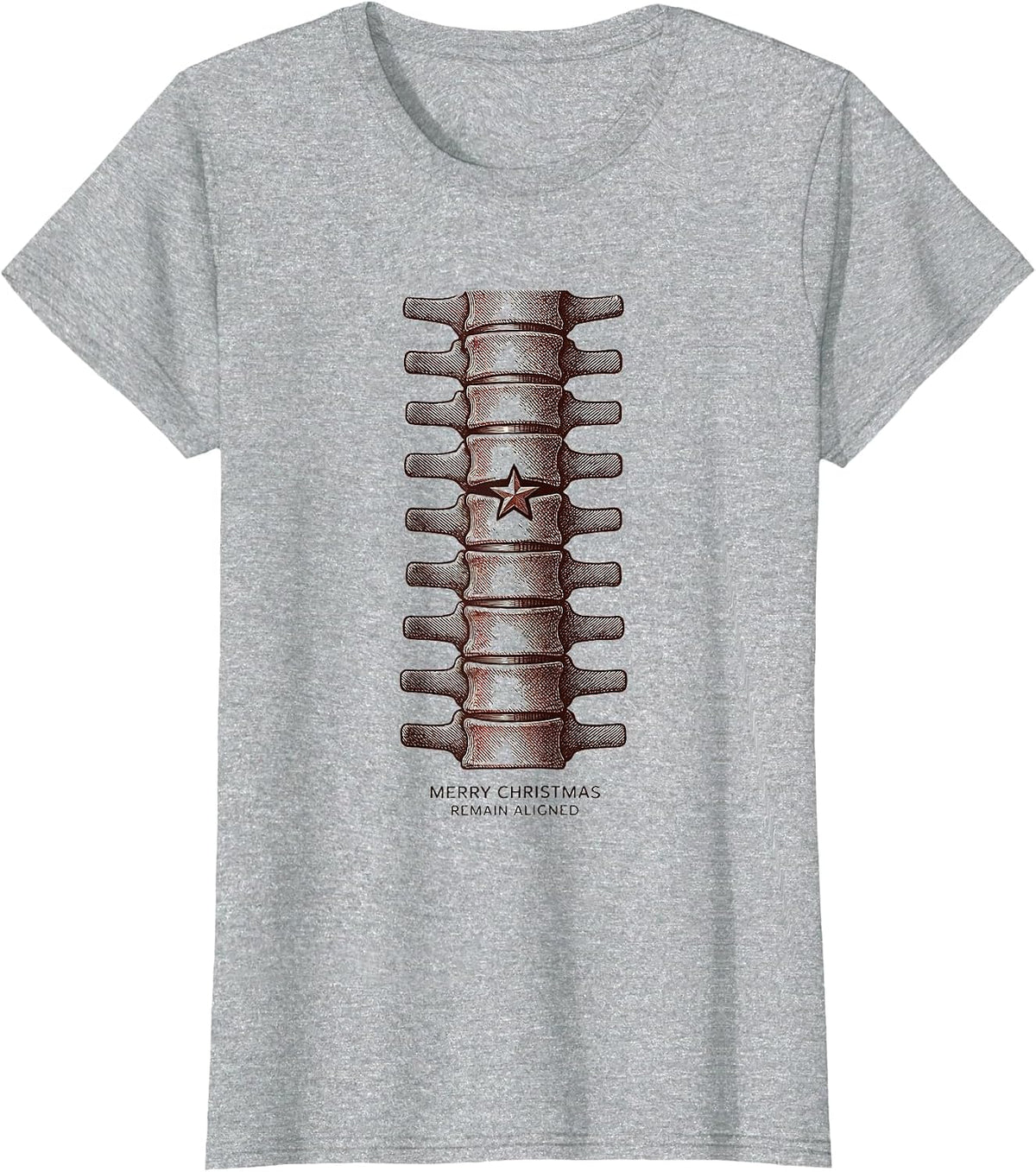 Women's Merry Christmas, Remain Aligned Funny Chiropractor T-Shirt - Heather Grey