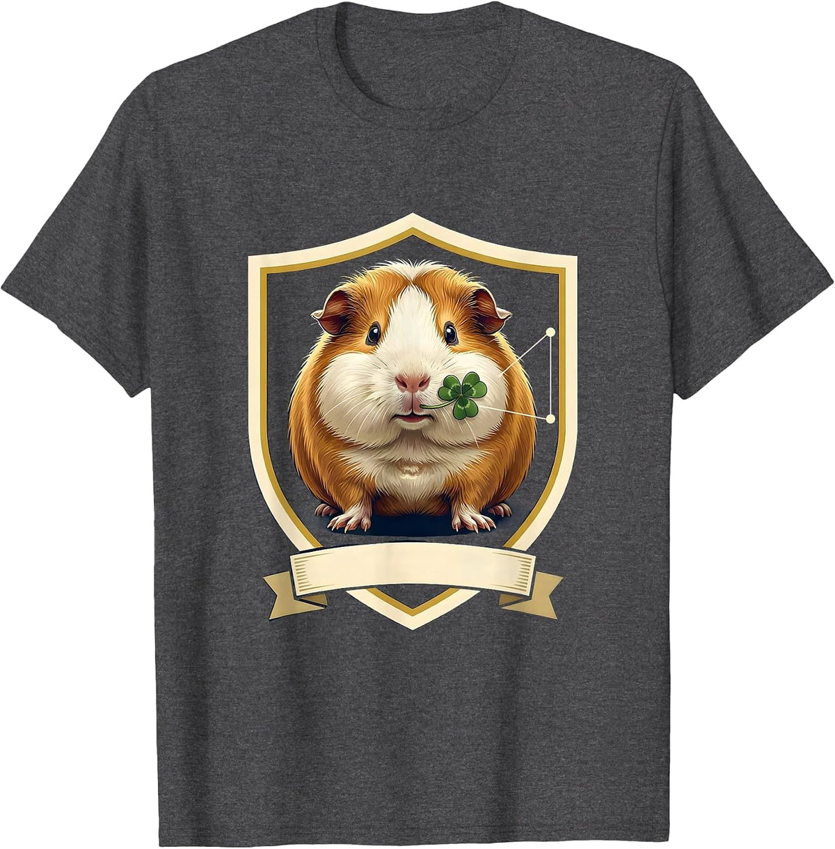Guinea Pig Emblem Funny Cavy Lover Novelty T-Shirt - Dark Heather Grey