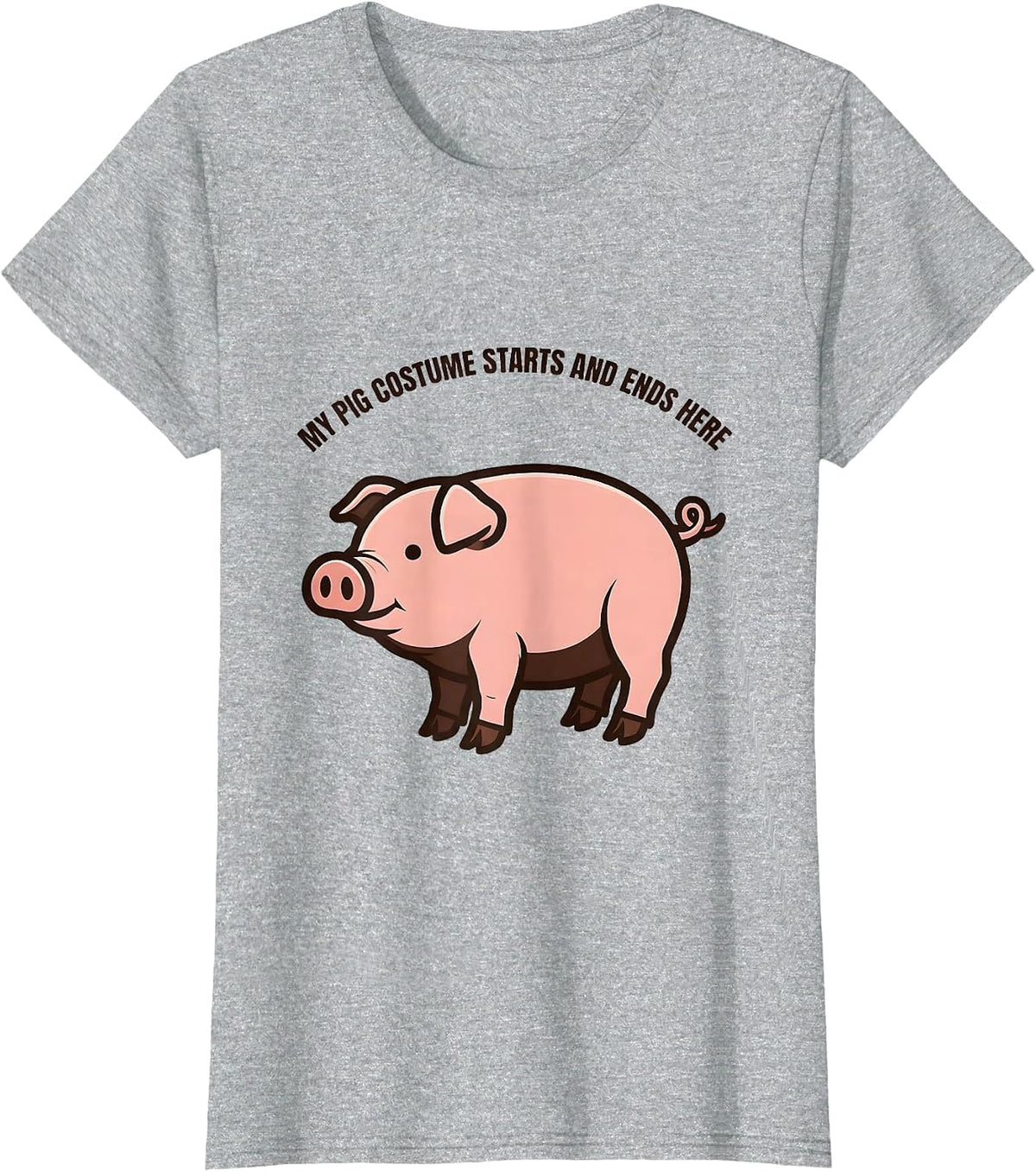 My Pig Costume Starts And Ends Here Funny Pig Lover T-Shirt - Heather Grey