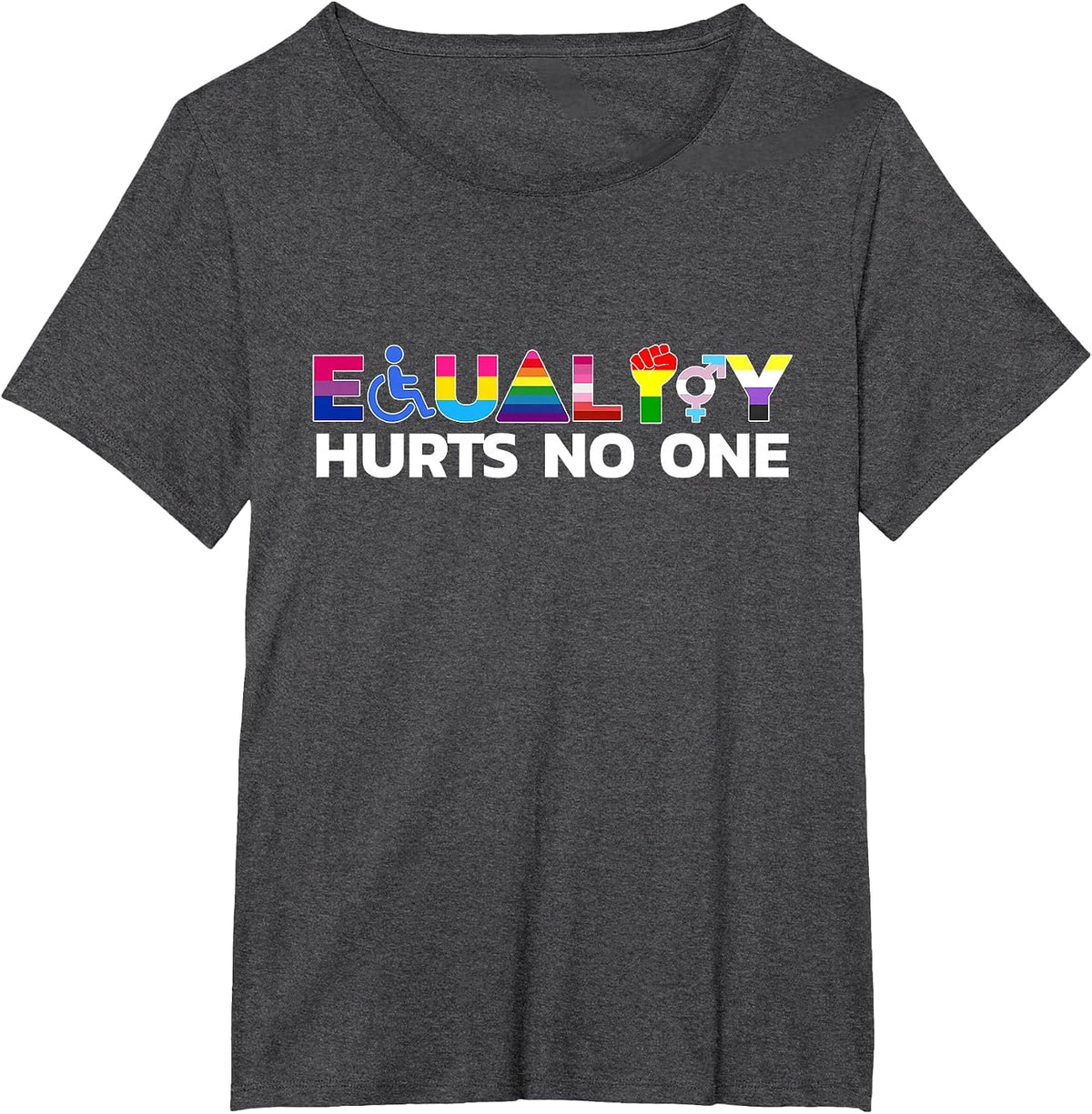 Human Rights LGBT Equality Harms no one Proudly T-Shirt - Dark Heather Grey