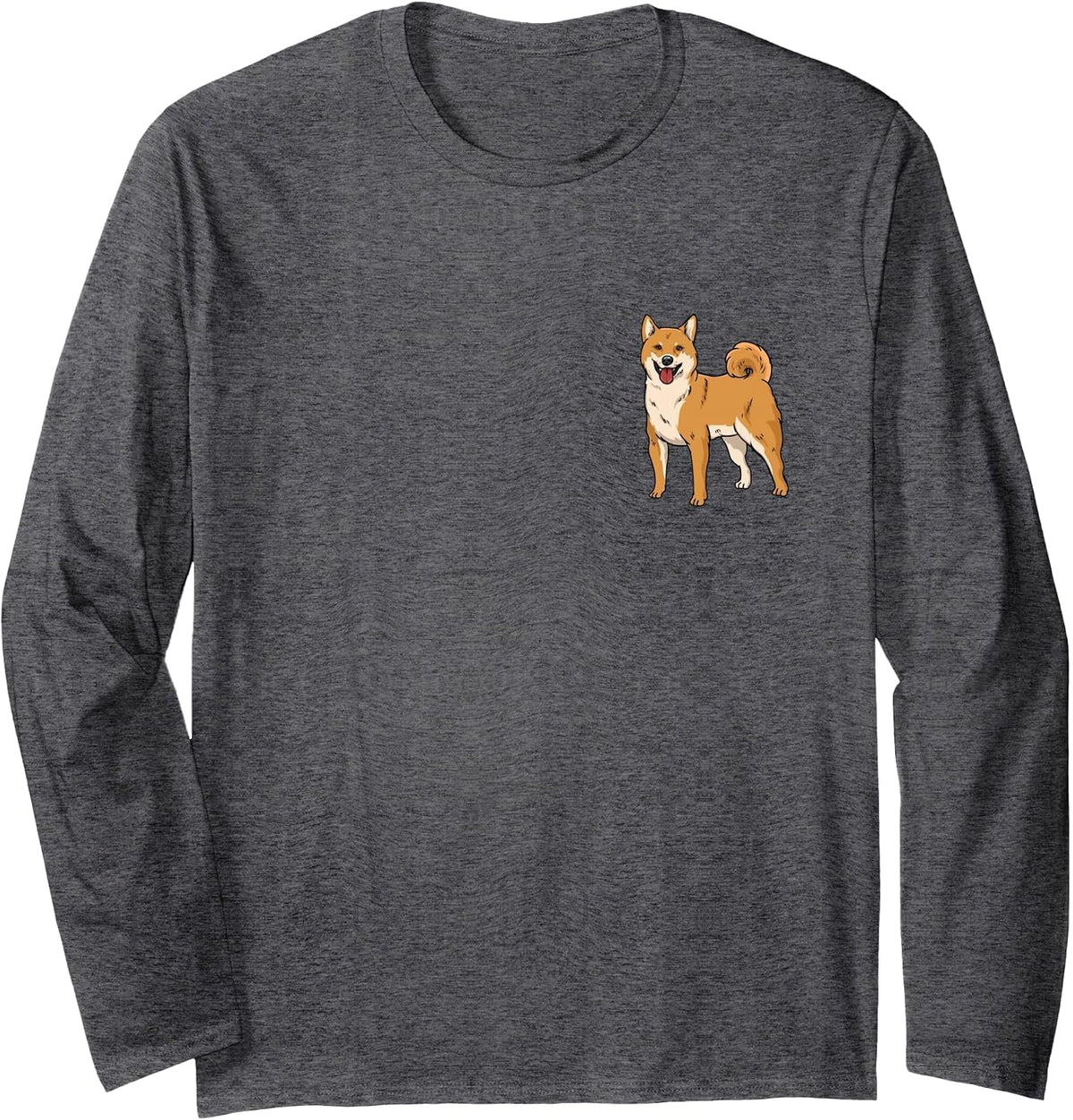 Shiba Inu Long Sleeve T-Shirt - Adult Unisex Dark Heather Grey