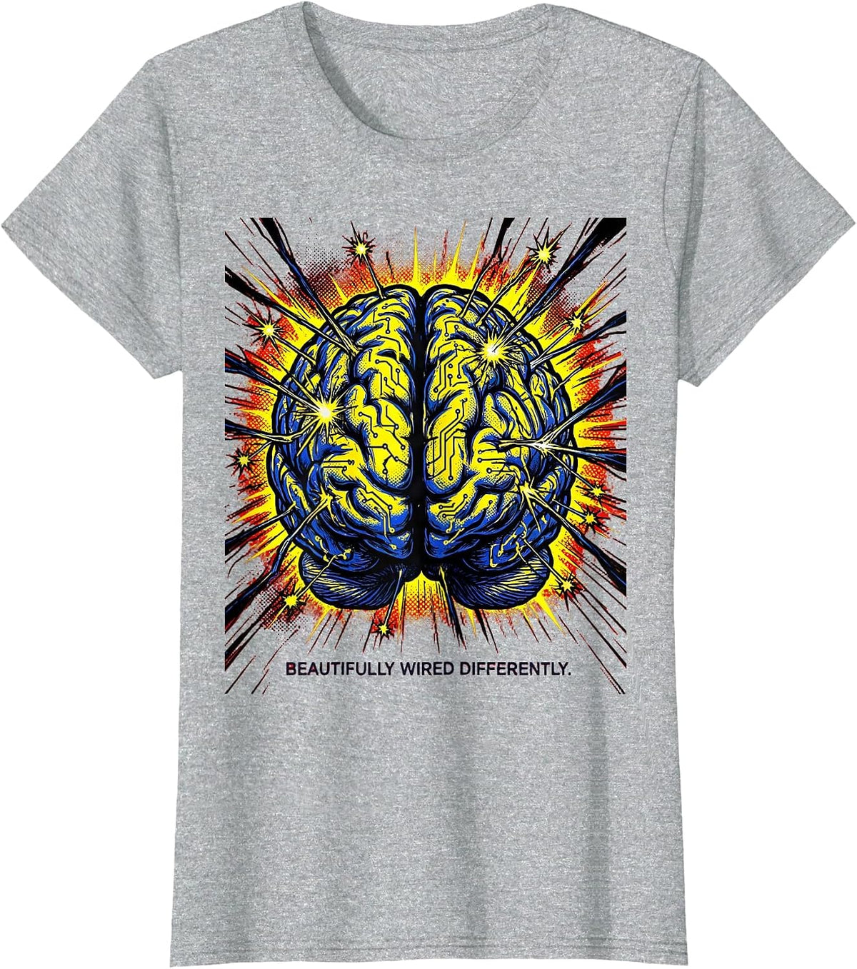 Women's Beautifully Wired Differently Neurodiversity Design T-Shirt - Heather Grey