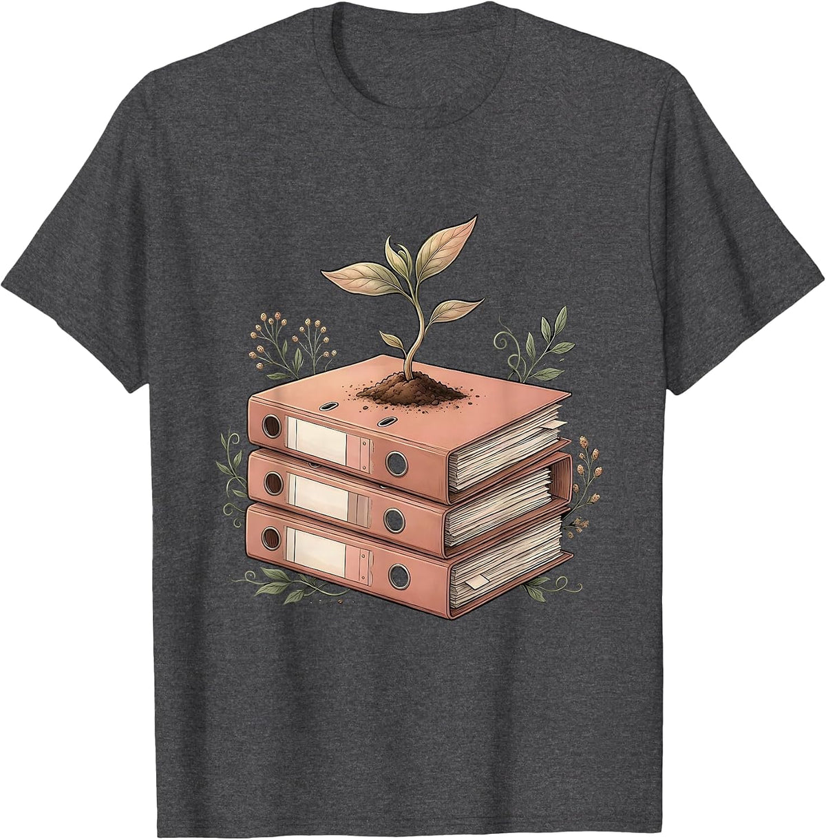 Men's Sped Teacher Growing Minds Plant Binder Graphic T-Shirt - Dark Heather Grey