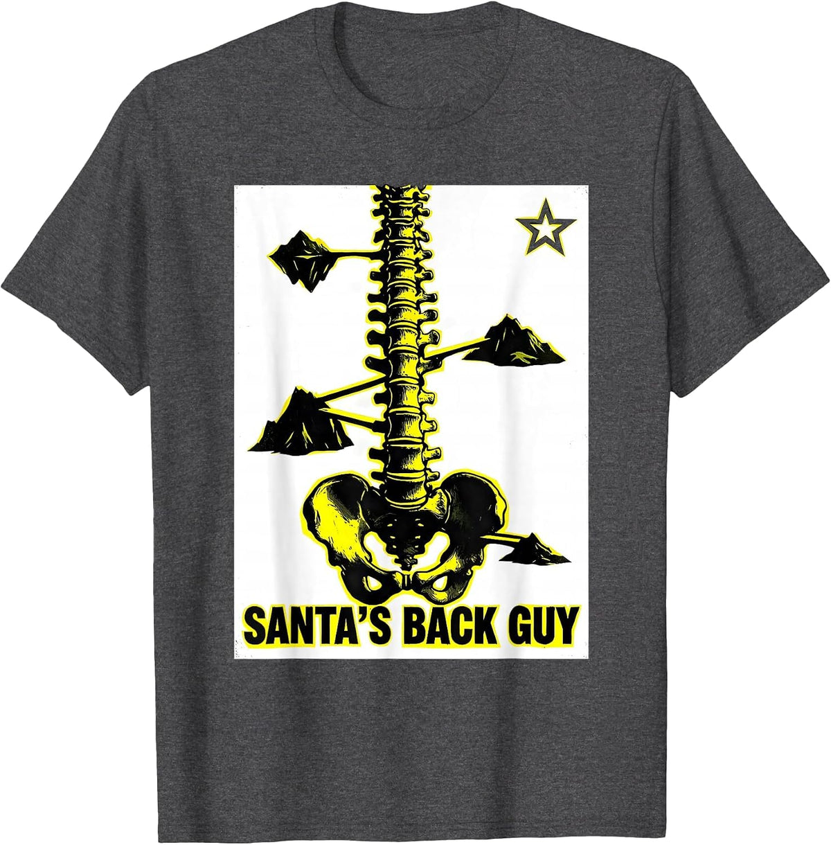 Santa's Back Guy Funny Chiropractor Spine Pun Christmas T-Shirt - Dark Heather Grey