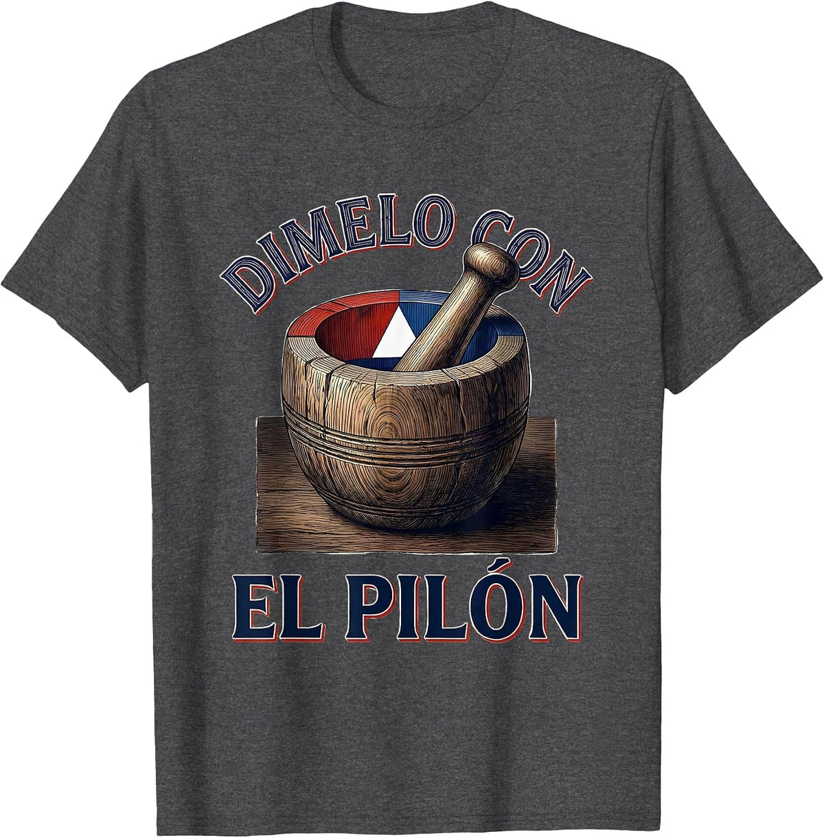 Dimelo Con El Pilón Botanical Puerto Rican Flag Pride T-Shirt - Dark Heather Grey