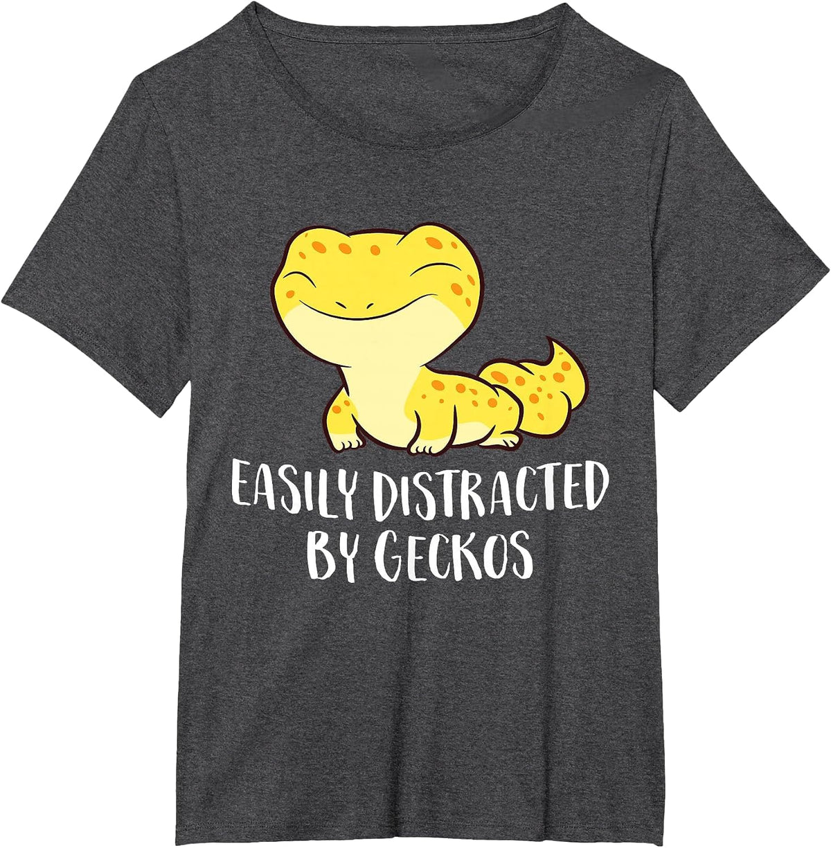 Easily Distracted By Geckos Cute Leopard Lizard Love Gecko T-Shirt - Dark Heather Grey