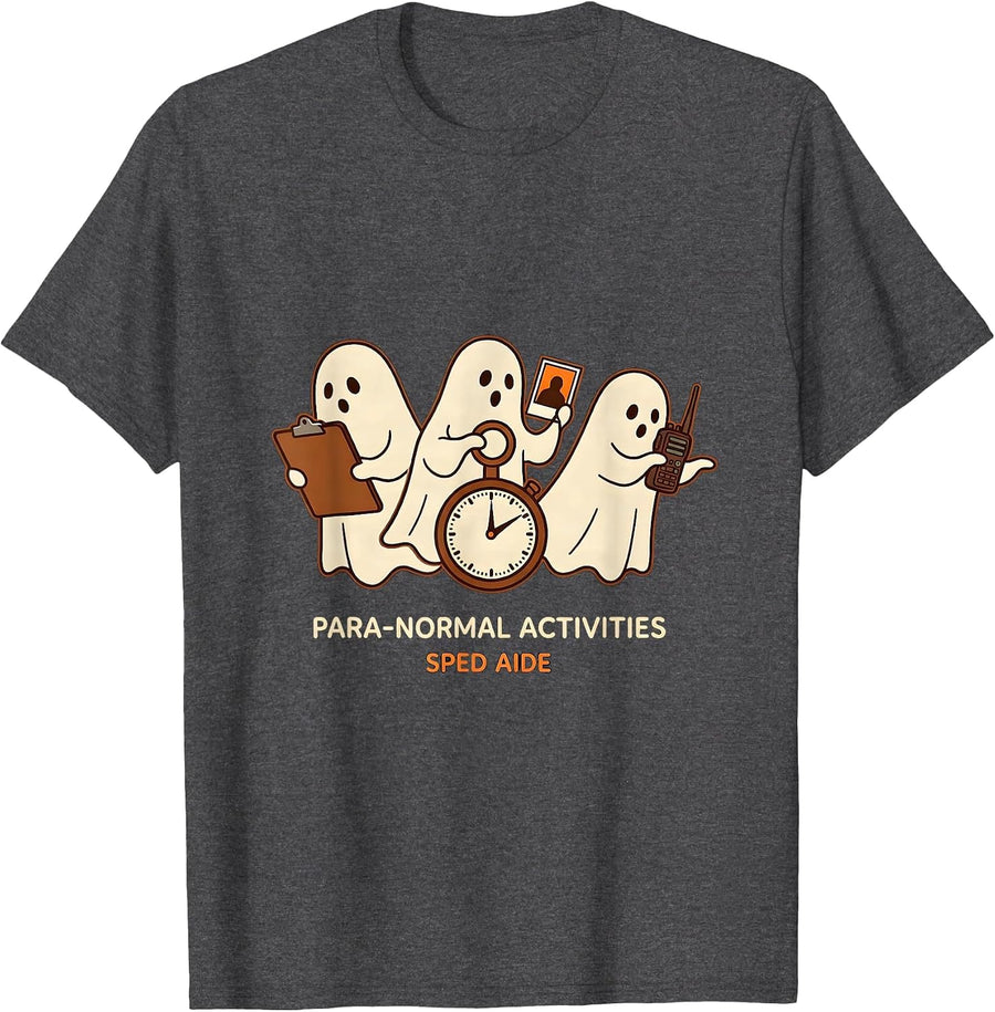 Men's Para-Normal Activities SPED Aide Ghost Teacher Halloween T-Shirt - Dark Heather Grey