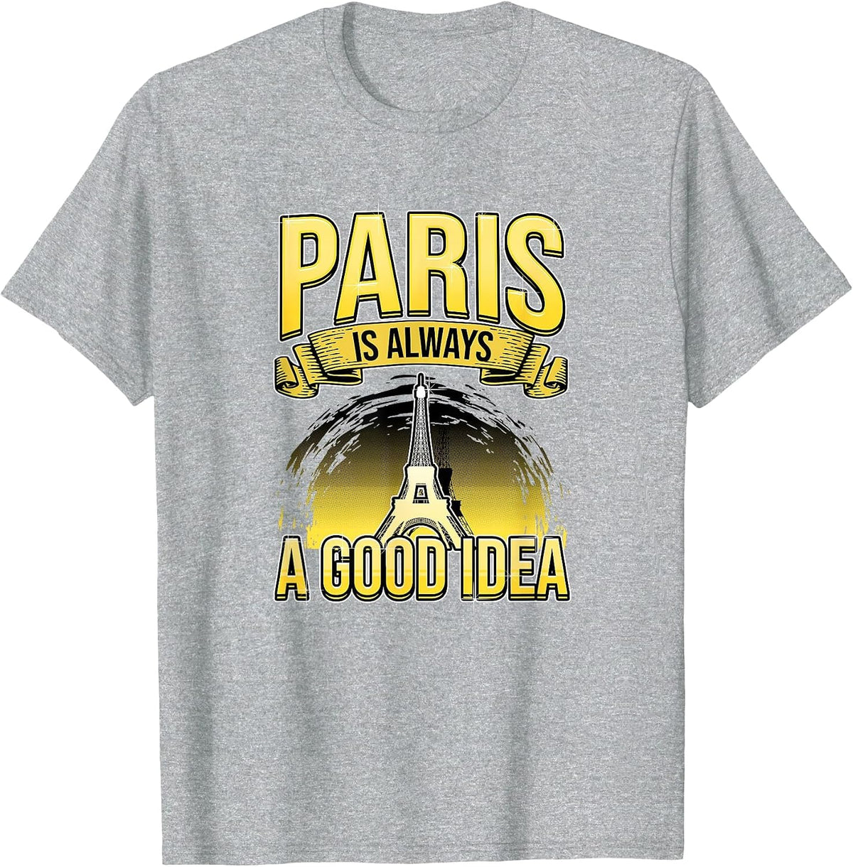 Paris is Always a Good Idea, Eiffel Tower with Sunshine T-Shirt - Heather Grey