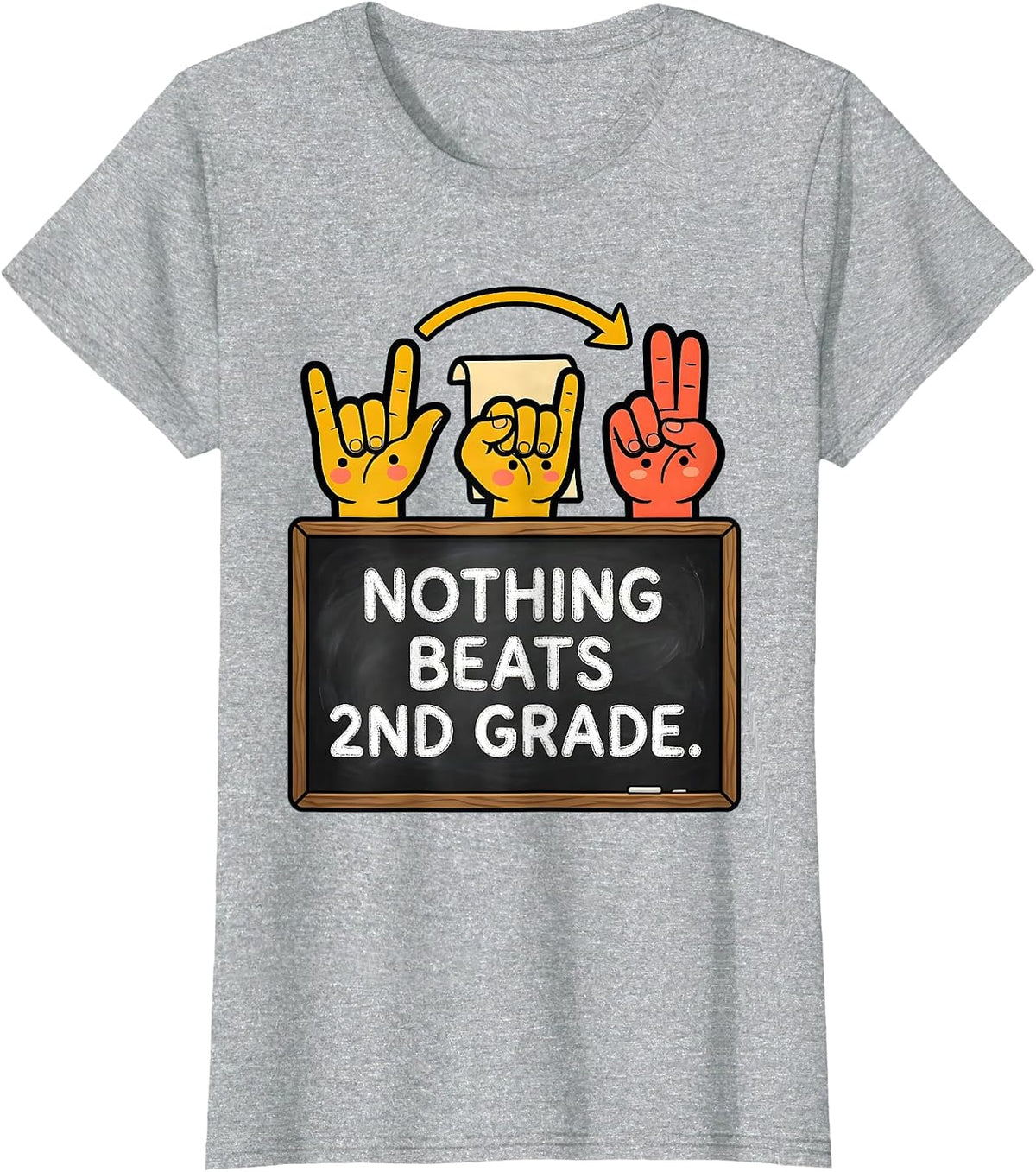 Nothing Beats 2nd Grade Back to School Rock Paper Scissors T-Shirt - Heather Grey
