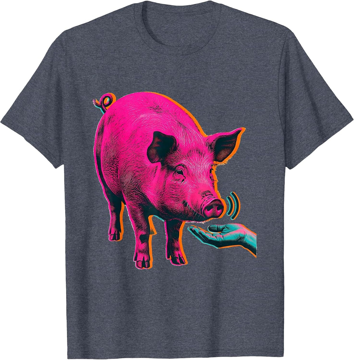 Rounded Pig Silhouette Funny Guinea Pig Lover Gift T-Shirt - Heather Blue