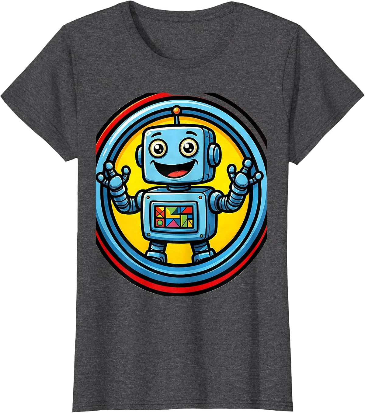 Women's Special Education Teacher Cheerful Robot ABCs Gift T-Shirt - Dark Heather Grey