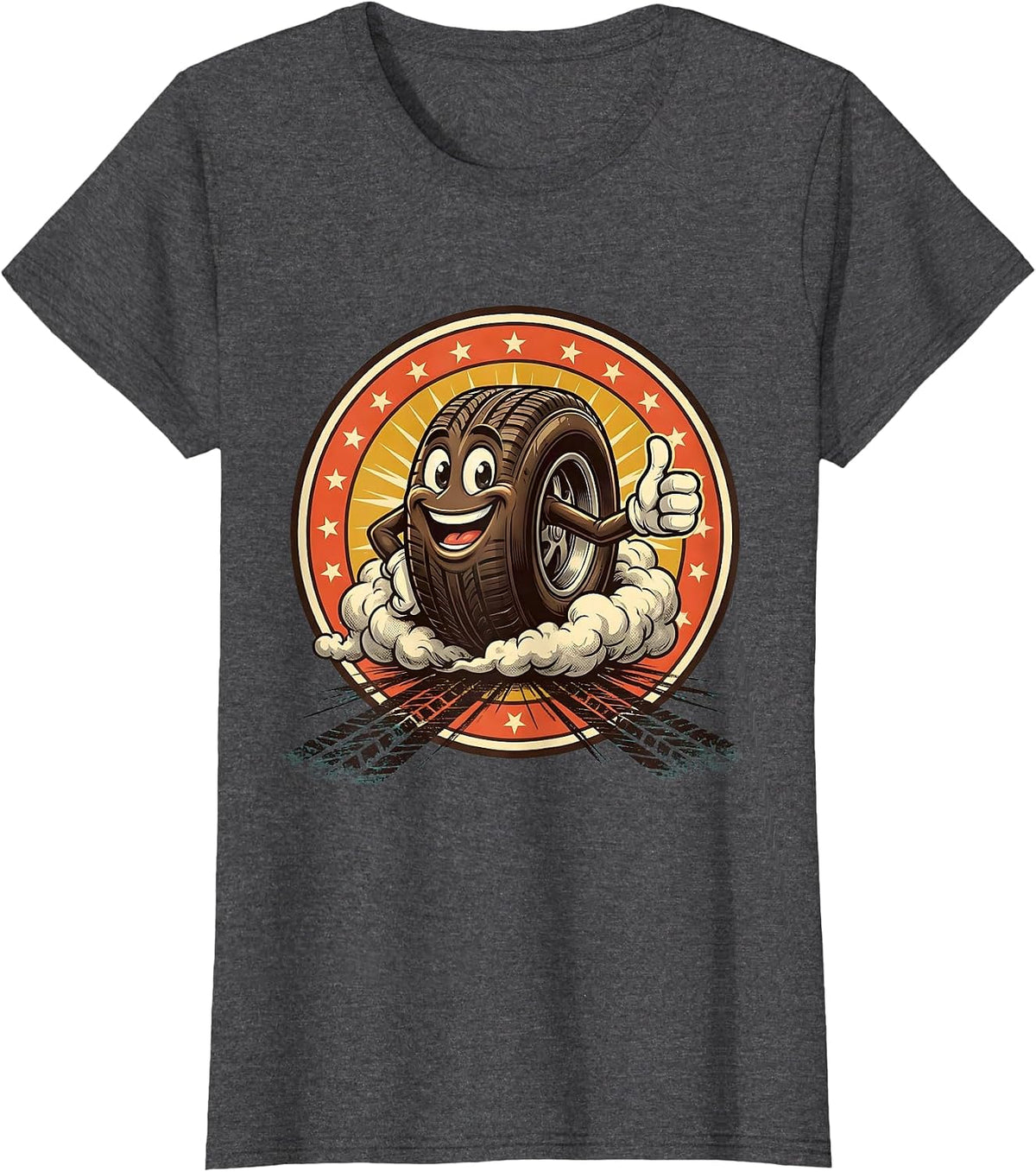Women's Tire Burnout Thick Smoke Car Graphic T-Shirt - Dark Heather Grey