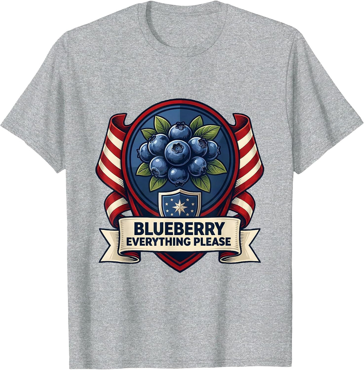 Men's Blueberry Everything Please Red White and Blue Design T-Shirt - Heather Grey