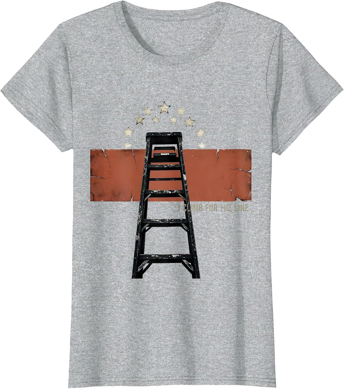 I Climb For The Line Distressed Firefighter Pride Humor Thin T-Shirt - Heather Grey