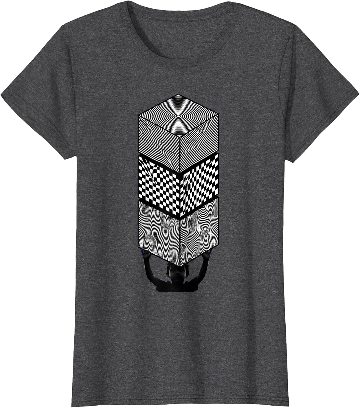 Women's Autism Awareness Colorful Block Tower Builder T-Shirt - Dark Heather Grey