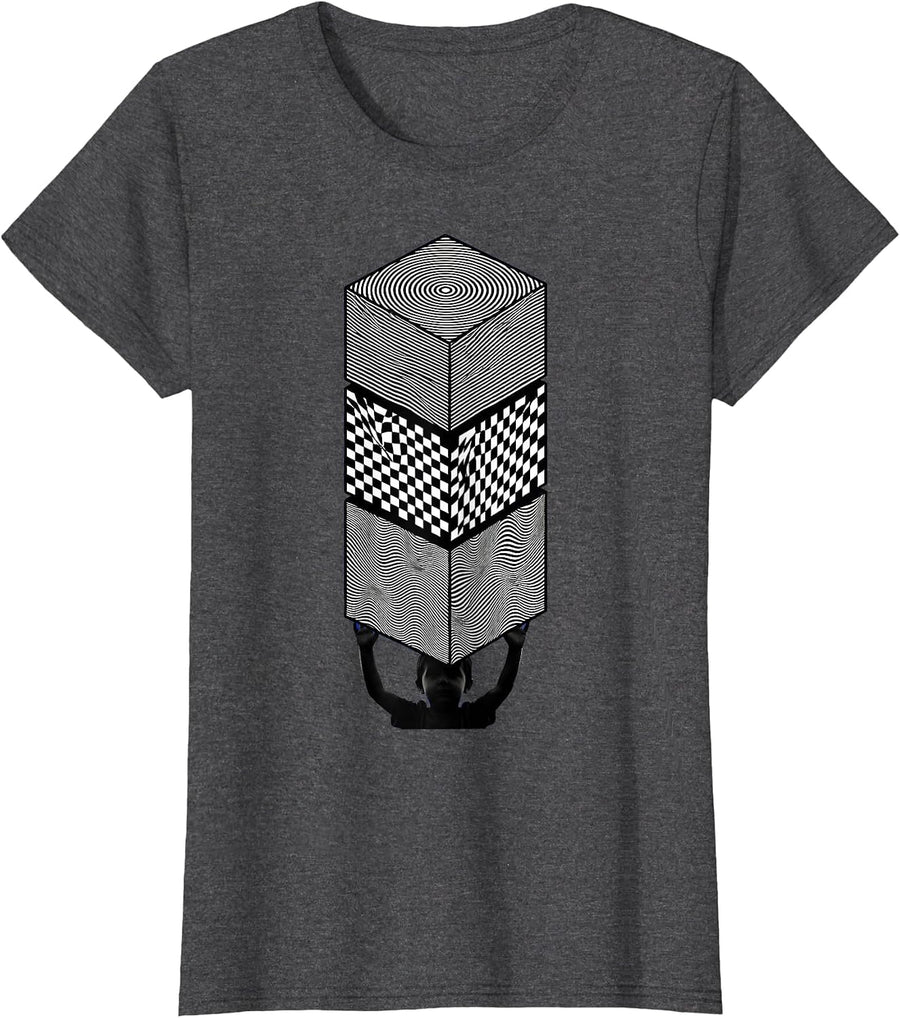 Women's Autism Awareness Colorful Block Tower Builder T-Shirt - Dark Heather Grey