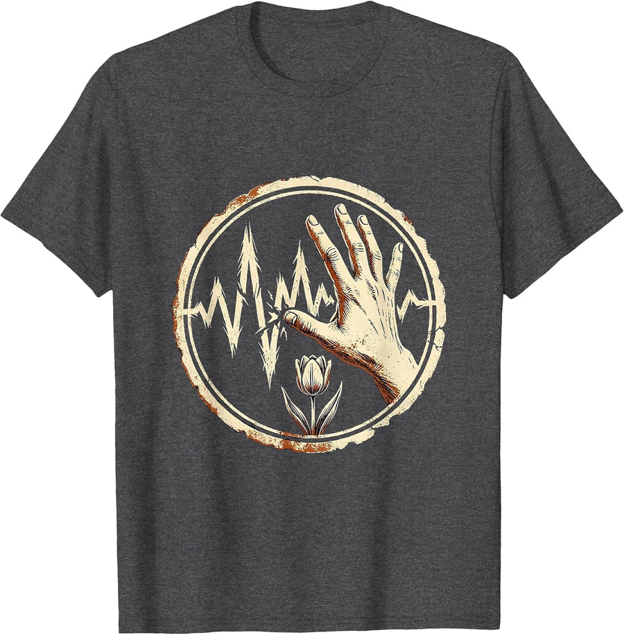 Men's Sealed Tremor Badge Parkinson's Warrior Defiant Humor T-Shirt - Dark Heather Grey