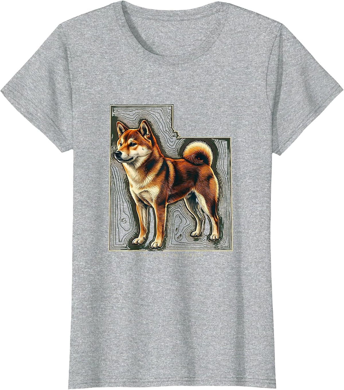 Utah Shiba Inu Owner Topographic Contour Dog Lover Gift T-Shirt - Heather Grey