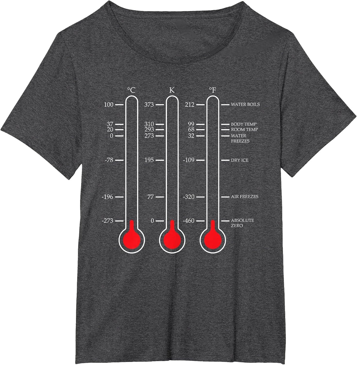 Absolute Temperature Zero Science Celsius Kelvin T-Shirt - Dark Heather Grey