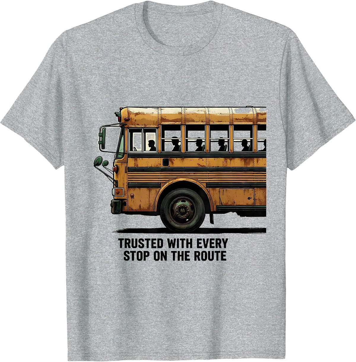 Men's Trusted With Every Stop On The Route Vintage School Bus T-Shirt - Heather Grey