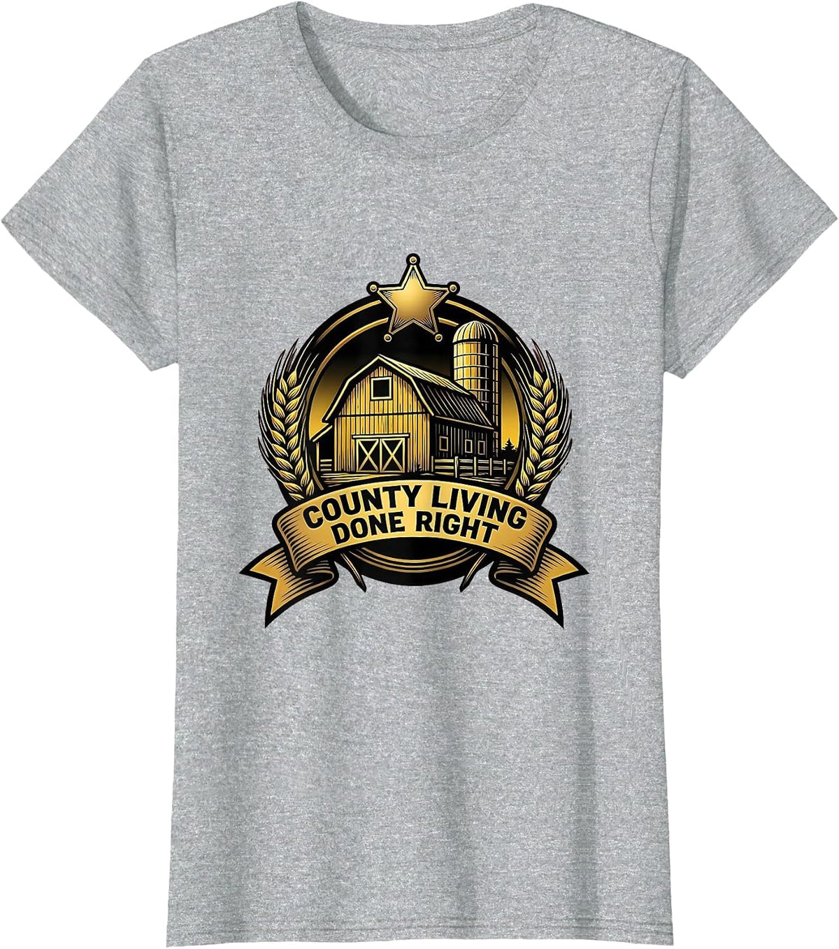County Living Done Right Proud FB County Design T-Shirt - Heather Grey