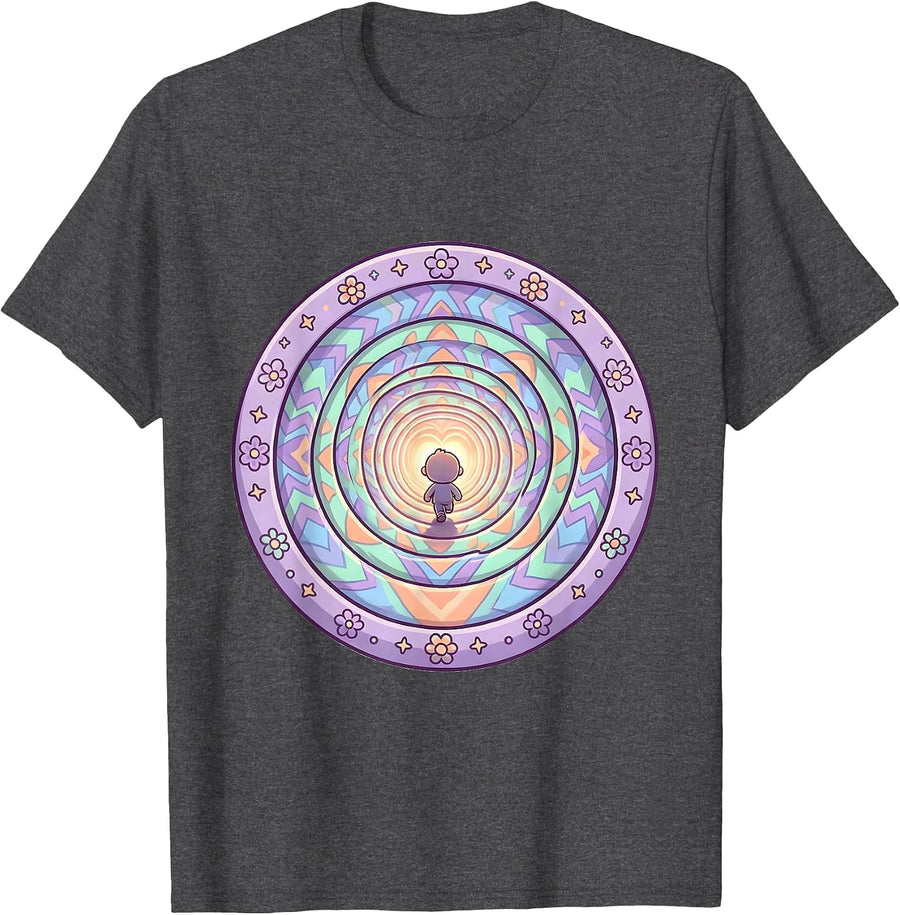 Men's Autism Kaleidoscope Tunnel Journey Graphic T-Shirt - Dark Heather Grey