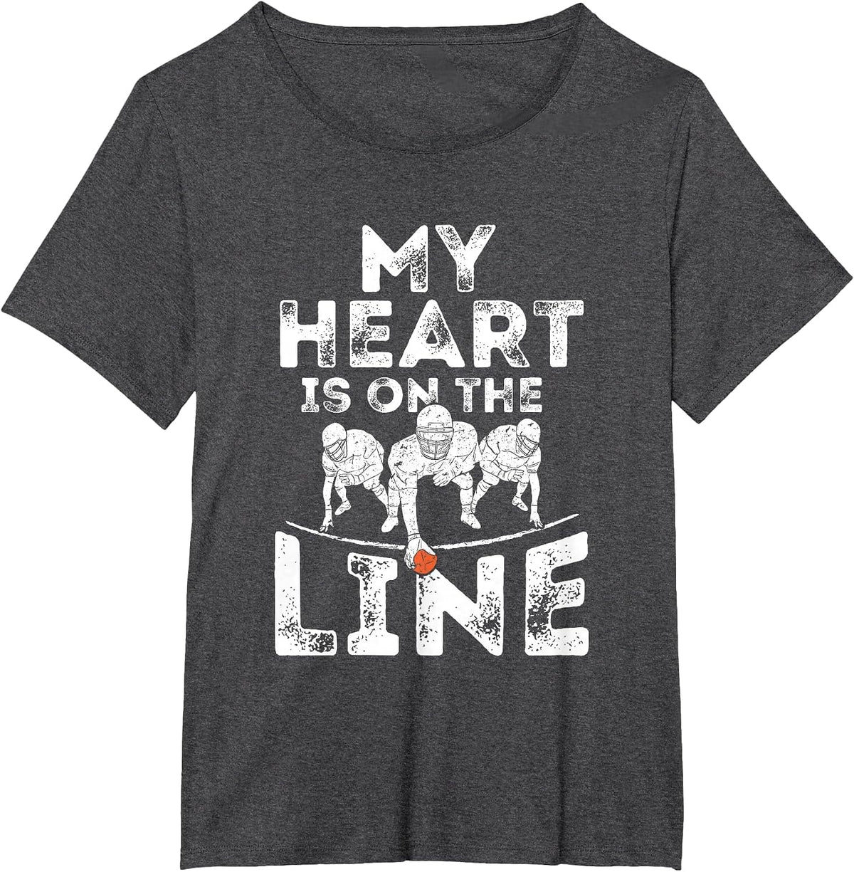 My Heart is On The Line Football Offensive Lineman Tee T-Shirt - Dark Heather Grey