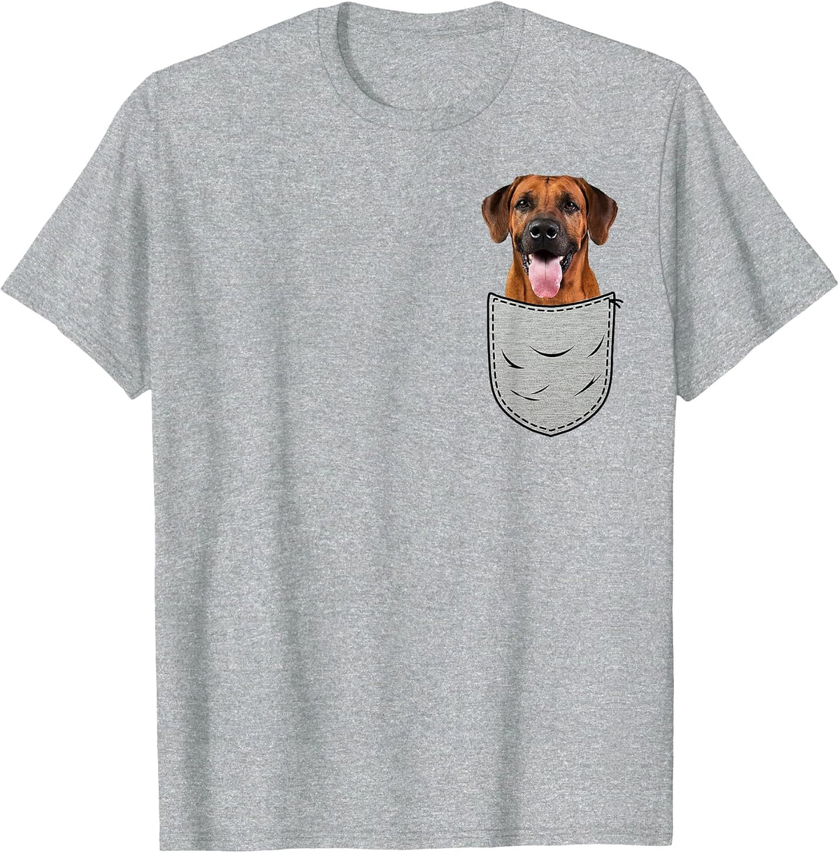 Rhodesian Ridgeback Chest Bag Pocket Dog Owners T-Shirt - Heather Grey